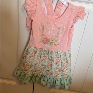 Summer Deer dress with B embroidered